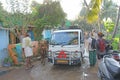 India, Hampi, 02 February 2018. The main street of the village of Virupapur Gaddi. Life, farm, hotels and guesthouses with a view Royalty Free Stock Photo