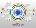 India Happy republic day greeting card paper flower Royalty Free Stock Photo