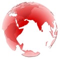 Translucent Red Glass globe on white background Royalty Free Stock Photo