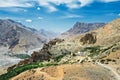 India Himalayas mountains with dhankar monastery Royalty Free Stock Photo