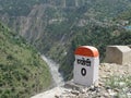 India himanchal pradesh 0 milestone at Ravi river bank Royalty Free Stock Photo