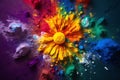 India Holi colorful background, festival celebration with copy space