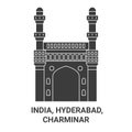 India, Hyderabad, Charminar travel landmark vector illustration
