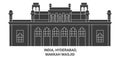 India, Hyderabad, Makkah Masjid travel landmark vector illustration