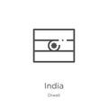 india icon vector from diwali collection. Thin line india outline icon vector illustration. Outline, thin line india icon for Royalty Free Stock Photo