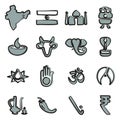 India Icons Freehand 2 Color Royalty Free Stock Photo