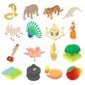 India icons set, isometric 3d style