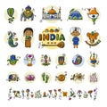 India, icons set. Sketch for your design