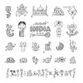 India, icons set. Sketch for your design