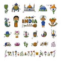 India, icons set. Sketch for your design