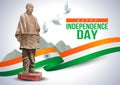 India Independence Day 15 August Celebration Card, poster, Badges Vector Template.Tallest Statue in the World Sri Sardar Vallabhai