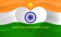 India independence day, heart shaped indian flag vector template. August 15. Background with flying flag. Indian national holiday Royalty Free Stock Photo