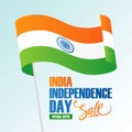 India Independence Day Holiday Sale banner with waving indian national flag. Royalty Free Stock Photo