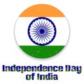 India Independence Day. 15 th of august. Circle stylized state flag of India. Holiday background, card