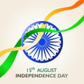India independence day. 15 th august. Symbol and ribbon flag fluttering. poster Vector illustration