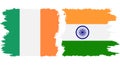 India and Ireland grunge flags connection vector