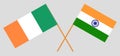 India and Ireland. The Indian and Irish flags. Official colors. Correct proportion. Vector