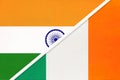 India and Ireland, symbol of national flags from textile