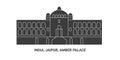India, Jaipur, Amber Palace, travel landmark vector illustration