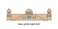 India, Jaipur, Amer Fort, travel landmark vector illustration