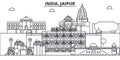 India, Jaipur architecture line skyline illustration. Linear vector cityscape with famous landmarks, city sights, design