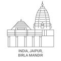 India, Jaipur, Birla Mandir travel landmark vector illustration