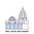 India, Jaipur, Birla Mandir travel landmark vector illustration