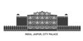 India, Jaipur, City Palace, travel landmark vector illustration