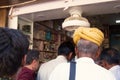 Regular indian pharmacy with medication and buyers