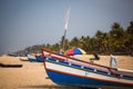 Fishing boat of Indian fishermen on the sandy beach in Kerala, fishing village Marari