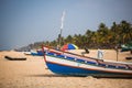 Fishing boat of Indian fishermen on the sandy beach in Kerala, fishing village Marari Royalty Free Stock Photo