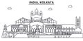India, Kolkata architecture line skyline illustration. Linear vector cityscape with famous landmarks, city sights Royalty Free Stock Photo