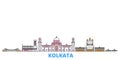 India, Kolkata line cityscape, flat vector. Travel city landmark, oultine illustration, line world icons