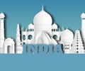 India Landmark Global Travel And Journey paper background. Vector Design Template.used for your advertisement, book, banner, Royalty Free Stock Photo