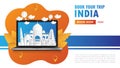 India Landmark Global Travel And Journey paper background. Vector Design Template.used for your advertisement, book, banner, Royalty Free Stock Photo
