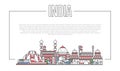 India landmark panorama in linear style