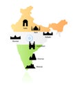 India landmarks on map vector