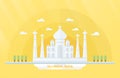 India landmarks for travelling with Taj mahal and trees. Vector