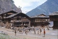 1977. India. Local people from Malana, is meeting on a village square. Royalty Free Stock Photo