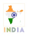 India Logo. Map of India with country name and.