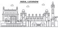 India, Lucknow architecture line skyline illustration. Linear vector cityscape with famous landmarks, city sights