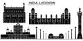 India, Lucknow architecture urban skyline with landmarks, cityscape, buildings, houses, ,vector city landscape, editable Royalty Free Stock Photo