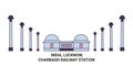 India, Lucknow, Charbagh Railway Station travel landmark vector illustration