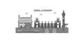 India, Lucknow city skyline isolated vector illustration, icons