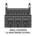 India, Lucknow, La Martiniere School travel landmark vector illustration