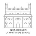 India, Lucknow, La Martiniere School travel landmark vector illustration