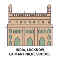 India, Lucknow, La Martiniere School travel landmark vector illustration