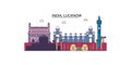 India, Lucknow tourism landmarks, vector city travel illustration