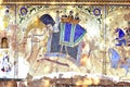 India, Mandawa: colourful frescoes Royalty Free Stock Photo