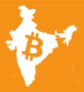 India map with bitcoin crypto currency symbol illustration